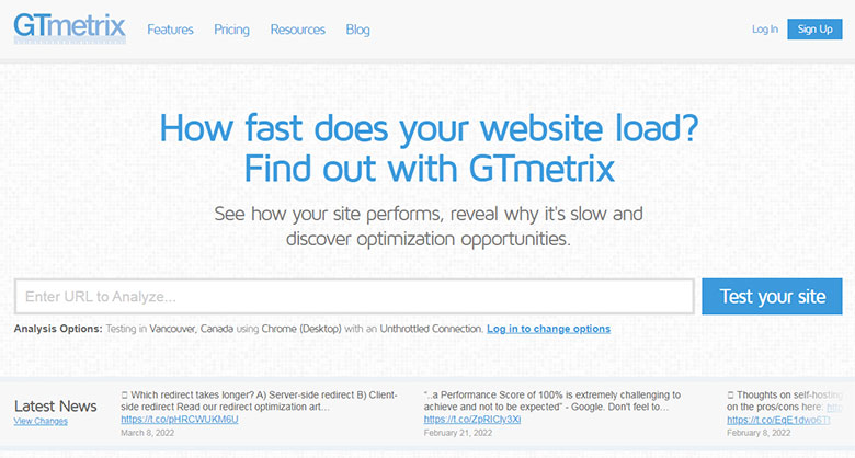 gtmetrix网站速度测试工具