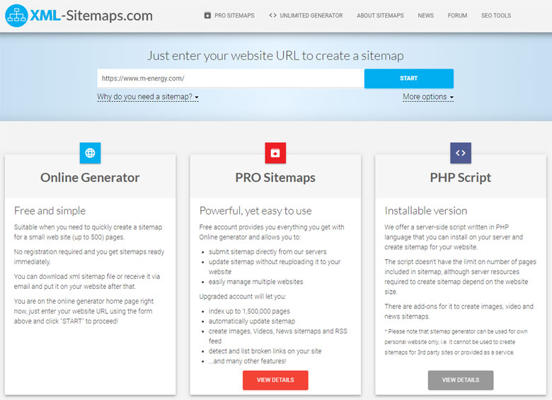 通过 xml-sitemaps.com 工具生成