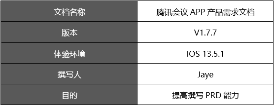 PRD：腾讯会议APP产品需求文档